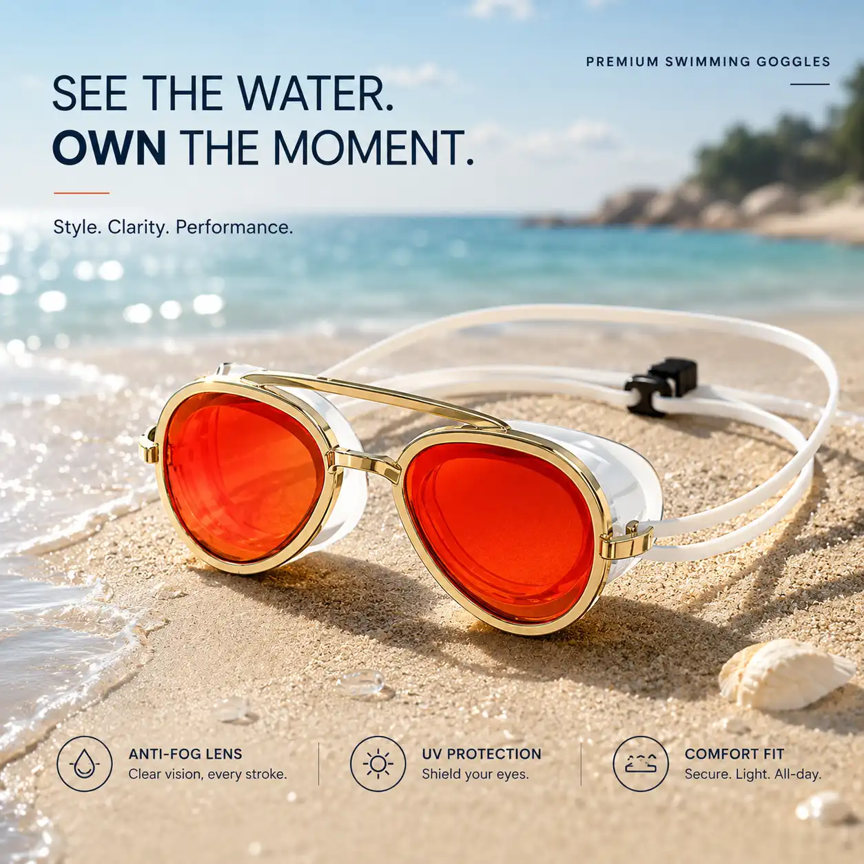 Full-View Anti-Fog Swim Goggle